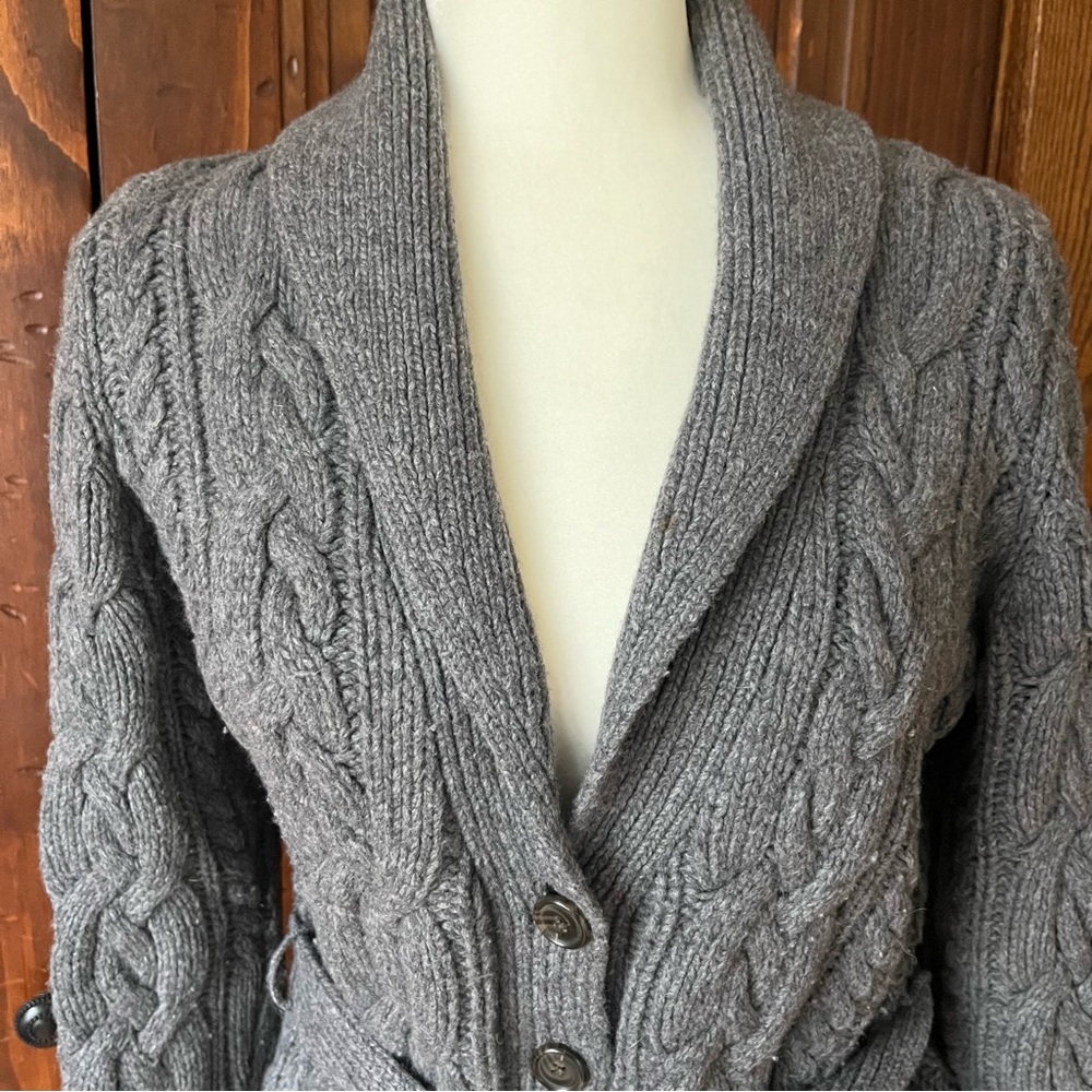 Land’s End Gray Cable Knit Sweater Size S